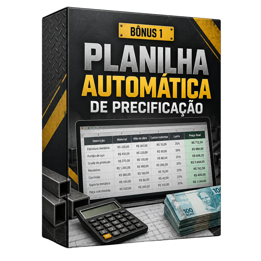 Mockup do bônus 1: Planilha automática de precificação